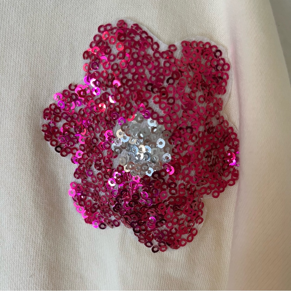 Peach Love California Oversized Floral Sequin Embellished Women's Top Size Small - Picture 5 of 5